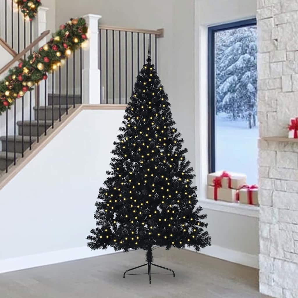 Artificial Pre-lit Christmas Tree Black 240 cm PVC