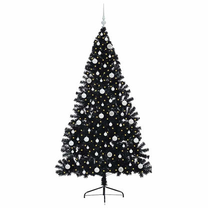 Artificial Pre-lit Christmas Tree Black 240 cm PVC