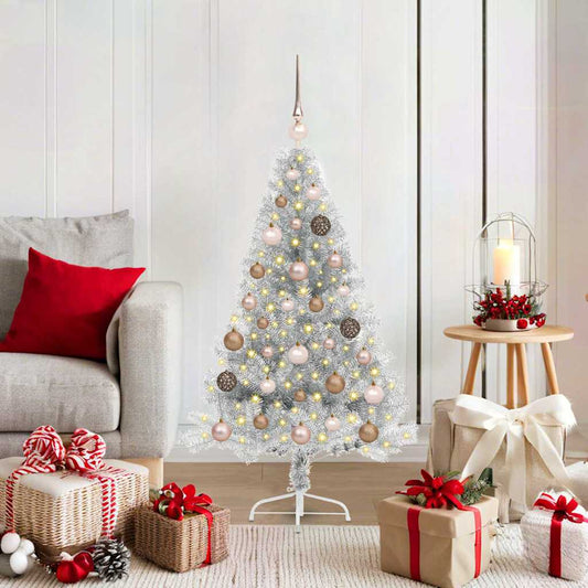 Artificial Pre-lit Christmas Tree Silver 120 cm PET