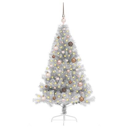 Artificial Pre-lit Christmas Tree Silver 150 cm PET