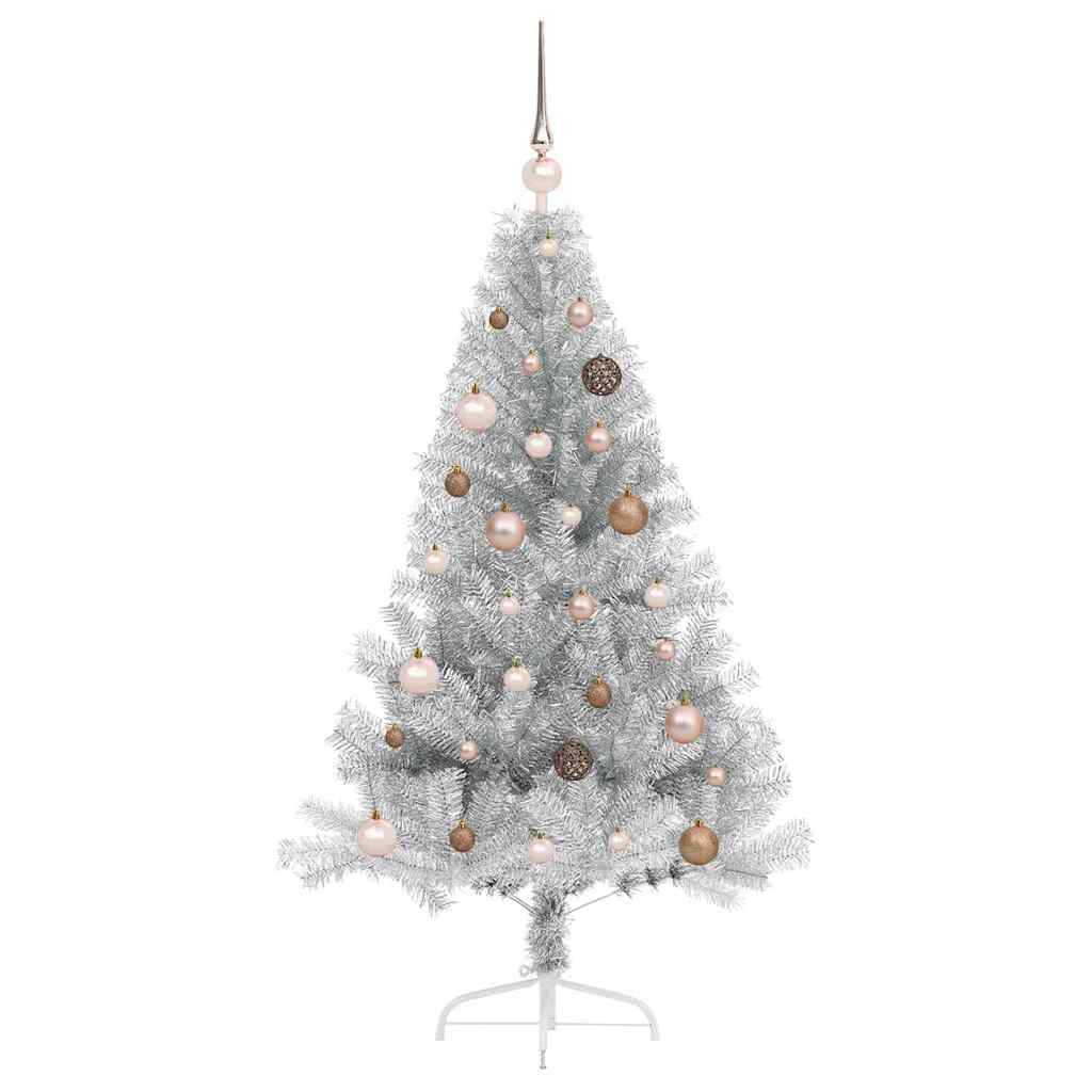 Artificial Pre-lit Christmas Tree Silver 150 cm PET