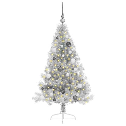Artificial Pre-lit Christmas Tree Silver 150 cm PET