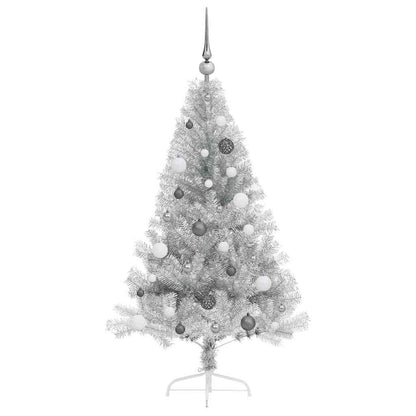Artificial Pre-lit Christmas Tree Silver 150 cm PET