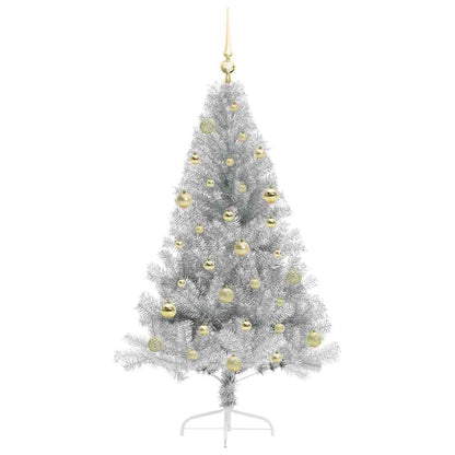 Artificial Pre-lit Christmas Tree Silver 150 cm PET