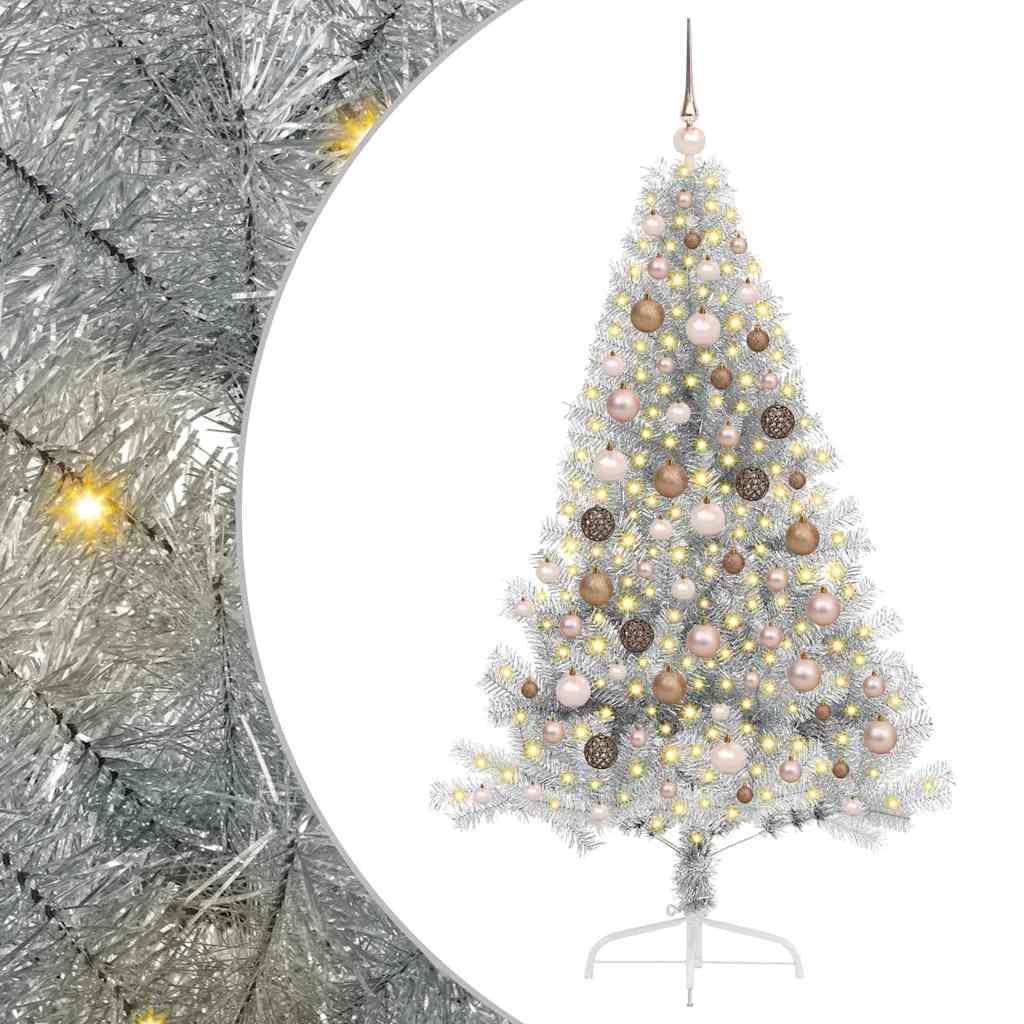 Artificial Pre-lit Christmas Tree Silver 180 cm PET
