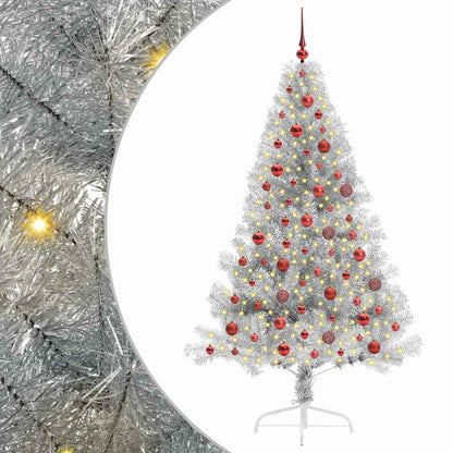Artificial Pre-lit Christmas Tree Silver 180 cm PET