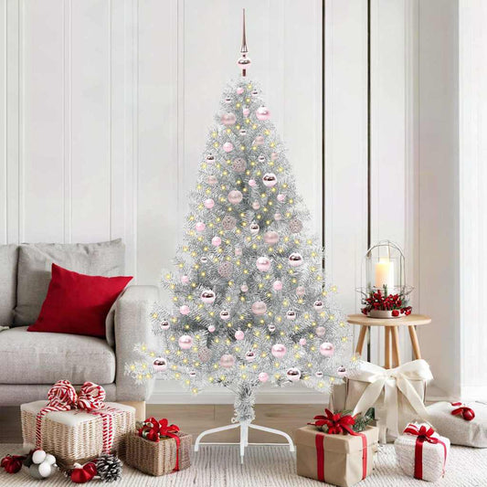 Artificial Pre-lit Christmas Tree Silver 180 cm PET