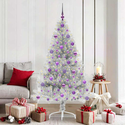 Artificial Pre-lit Christmas Tree Silver 180 cm PET