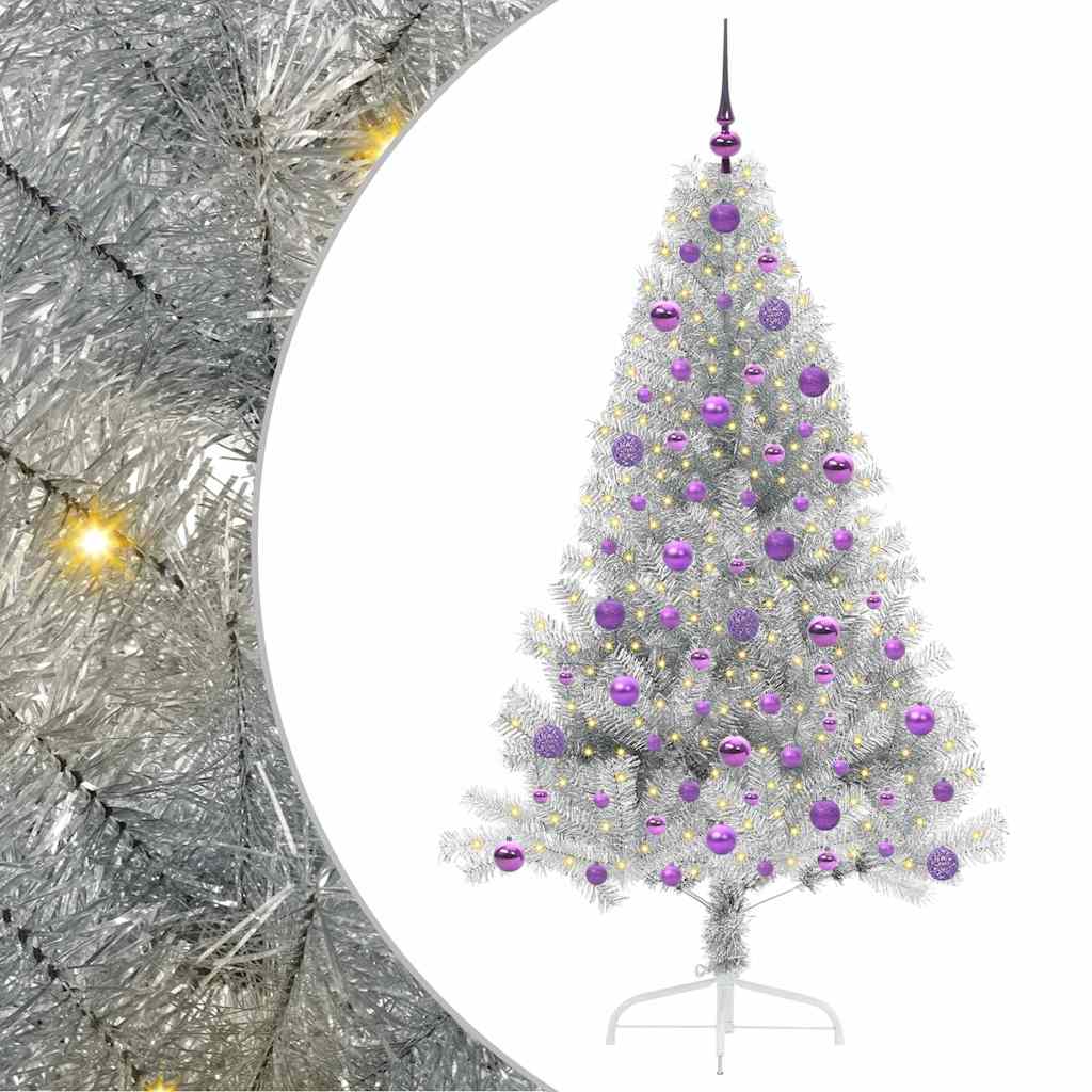 Artificial Pre-lit Christmas Tree Silver 180 cm PET