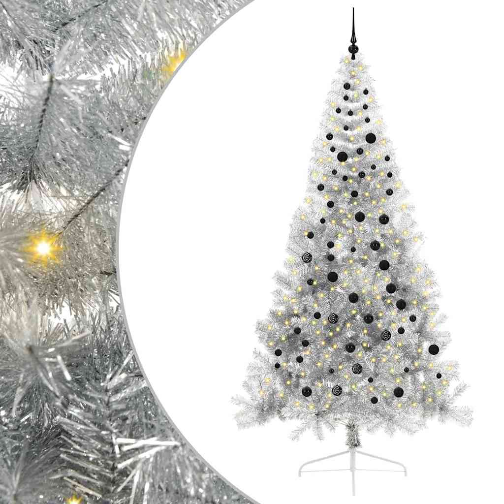 Artificial Pre-lit Christmas Tree Silver 240 cm PET