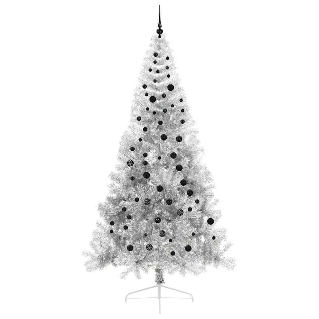 Artificial Pre-lit Christmas Tree Silver 240 cm PET