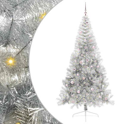 Artificial Pre-lit Christmas Tree Silver 240 cm PET