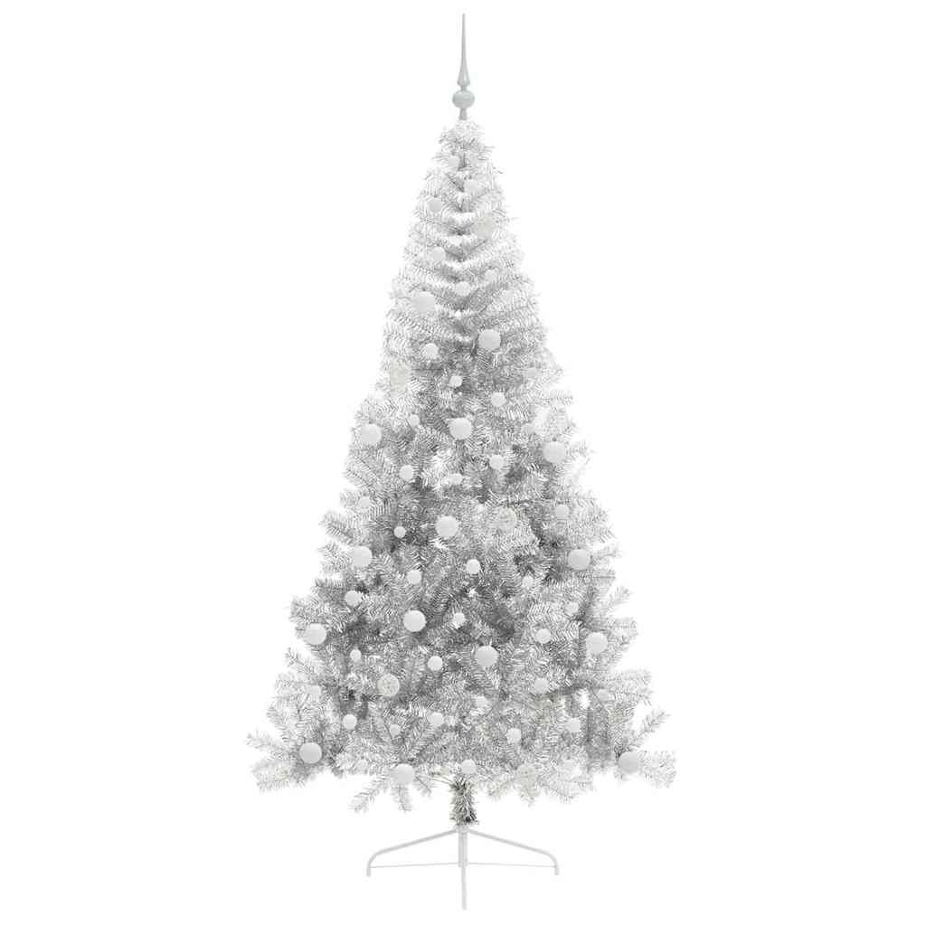Artificial Pre-lit Christmas Tree Silver 240 cm PET