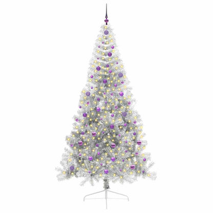 Artificial Pre-lit Christmas Tree Silver 240 cm PET