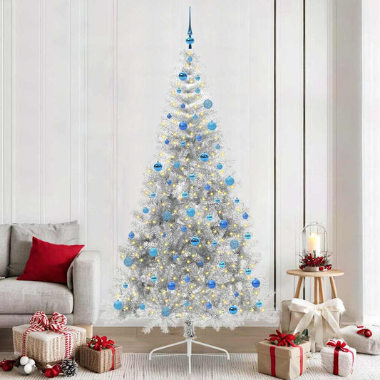Artificial Pre-lit Christmas Tree Silver 240 cm PET