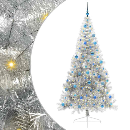 Artificial Pre-lit Christmas Tree Silver 240 cm PET