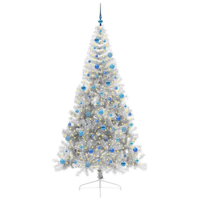 Artificial Pre-lit Christmas Tree Silver 240 cm PET