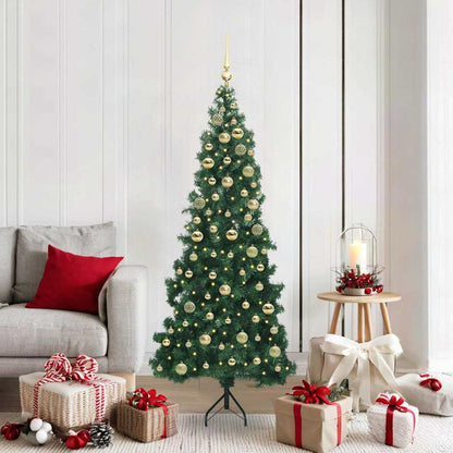 Corner Artificial Christmas Tree Green 180 cm PVC and Metal