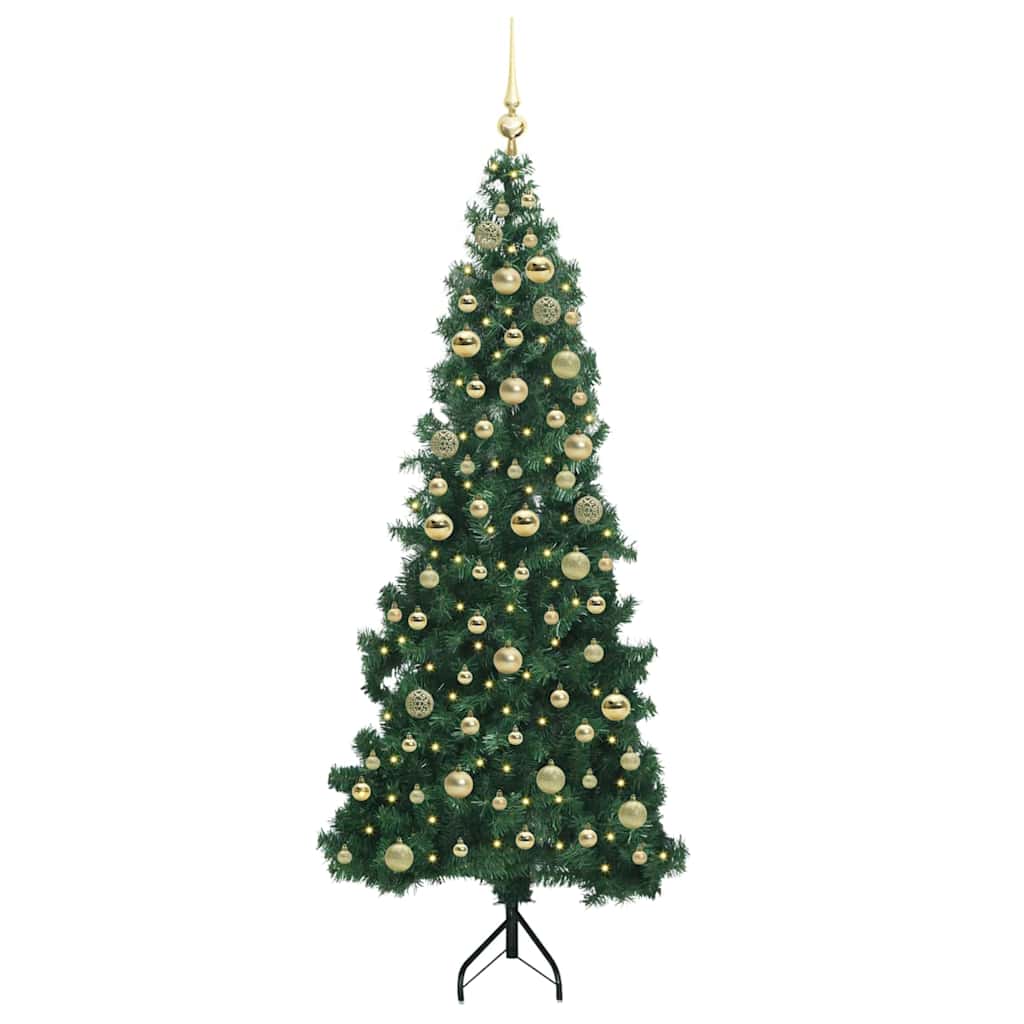 Corner Artificial Christmas Tree Green 180 cm PVC and Metal