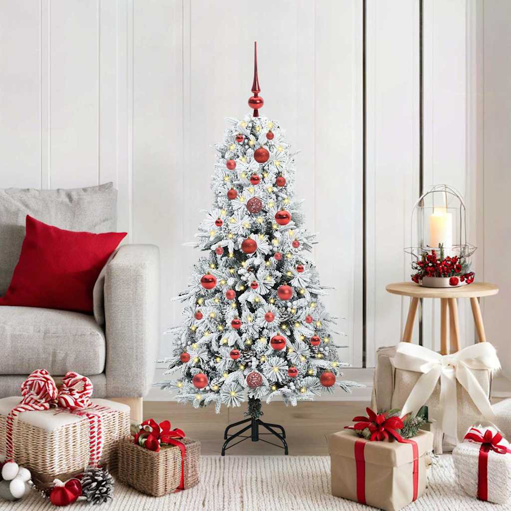 Artificial Hinged Christmas Tree White 120 cm PE and PVC