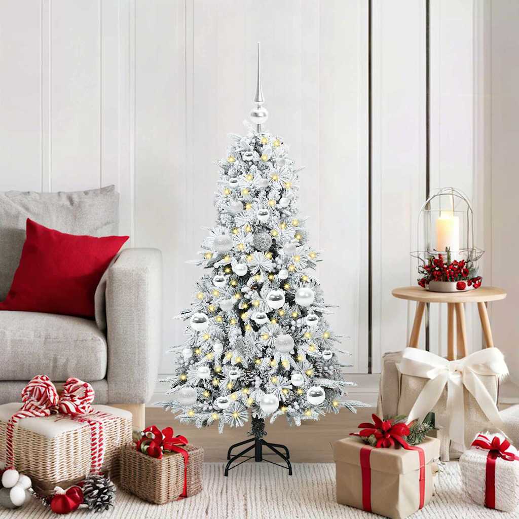 Artificial Hinged Christmas Tree White 120 cm PE and PVC