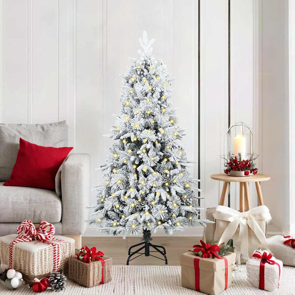 Artificial Hinged Christmas Tree White 150 cm PE and PVC