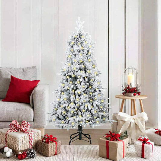 Artificial Hinged Christmas Tree White 150 cm PE and PVC