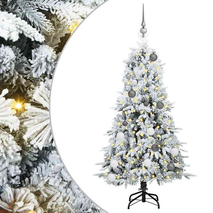 Artificial Hinged Christmas Tree White 150 cm PE and PVC