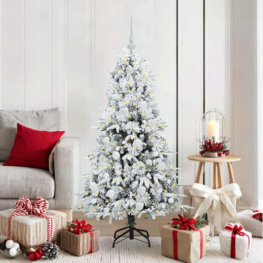 Artificial Hinged Christmas Tree White 150 cm PE and PVC