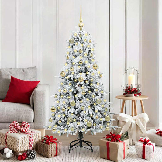 Artificial Hinged Christmas Tree White 150 cm PE and PVC