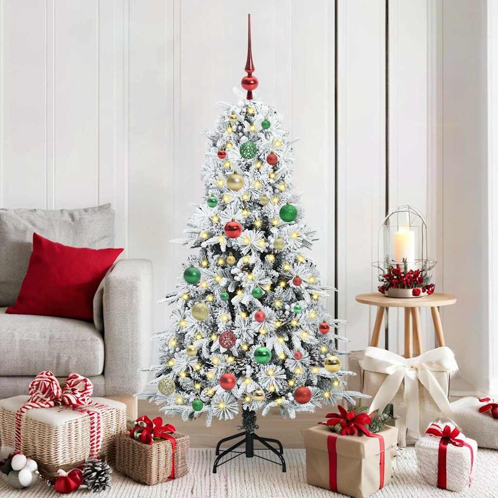 Artificial Hinged Christmas Tree White 150 cm PE and PVC