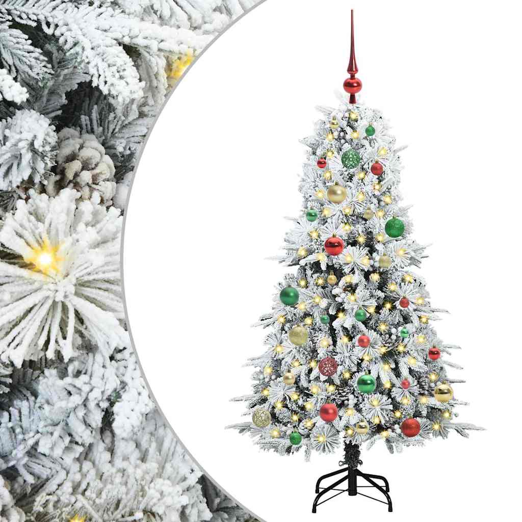 Artificial Hinged Christmas Tree White 150 cm PE and PVC