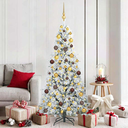 Artificial Hinged Christmas Tree White 180 cm PE and PVC
