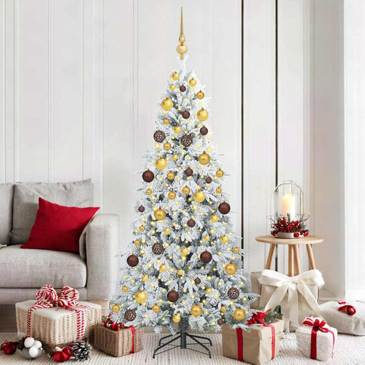 Artificial Hinged Christmas Tree White 180 cm PE and PVC
