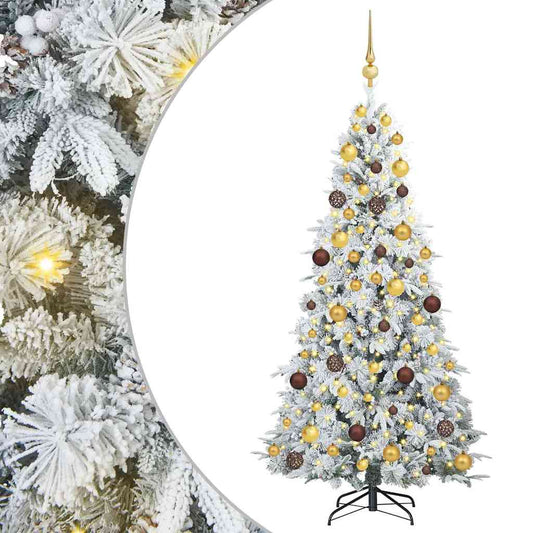 Artificial Hinged Christmas Tree White 180 cm PE and PVC