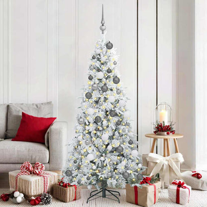 Artificial Hinged Christmas Tree White 180 cm PE and PVC