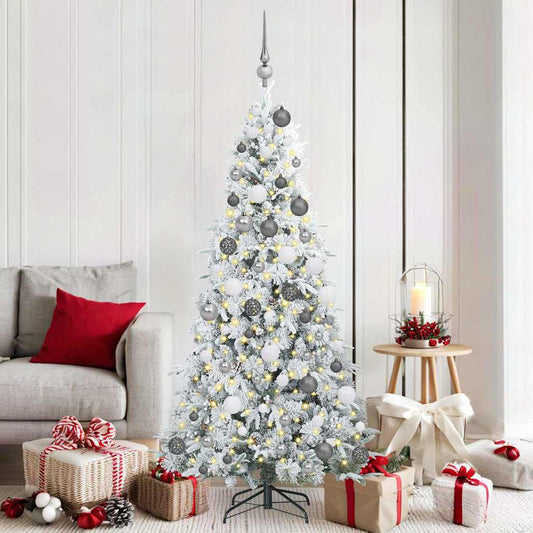Artificial Hinged Christmas Tree White 180 cm PE and PVC