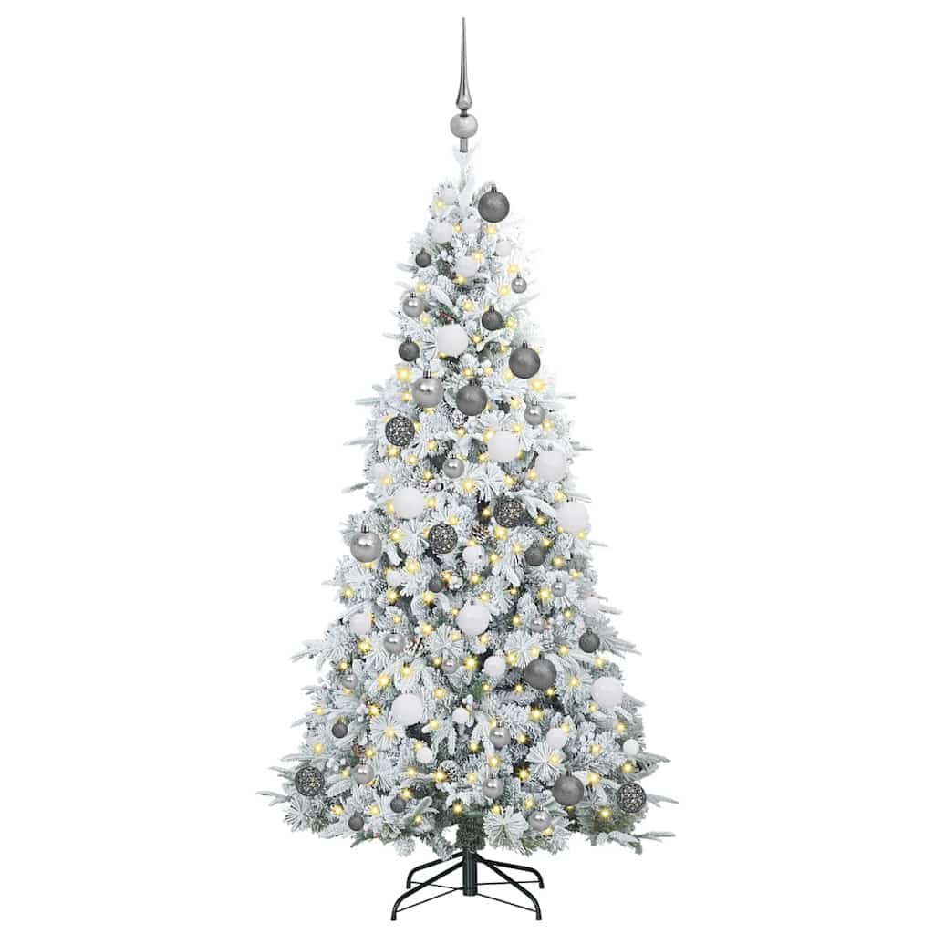 Artificial Hinged Christmas Tree White 180 cm PE and PVC