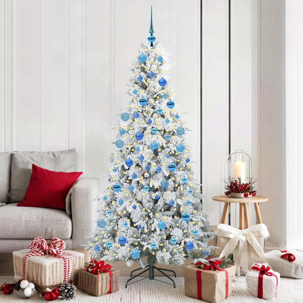 Artificial Hinged Christmas Tree White 180 cm PE and PVC