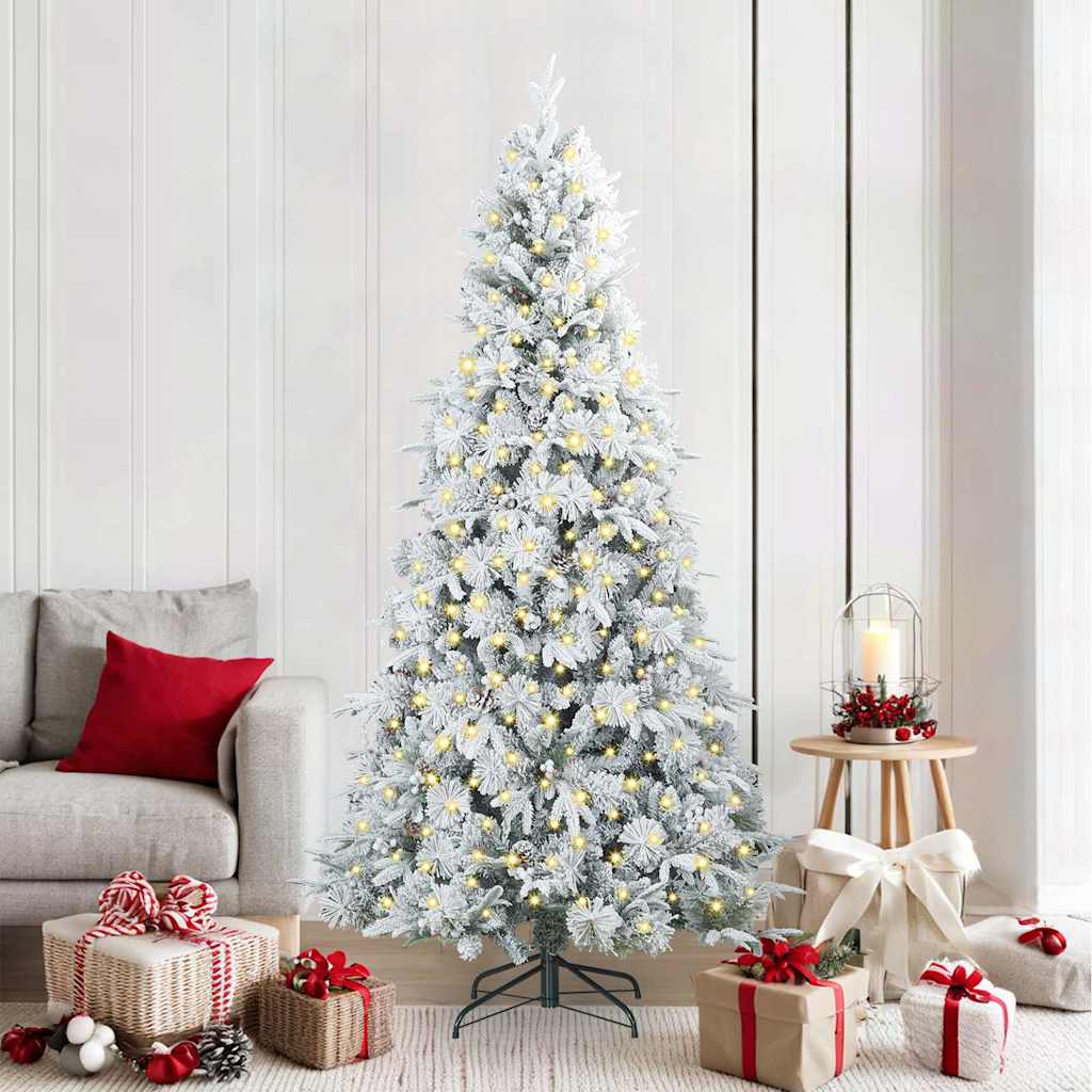 Artificial Hinged Christmas Tree White 210 cm PE and PVC