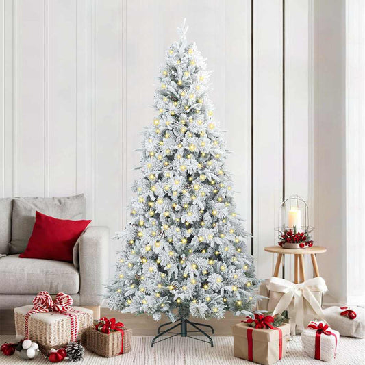 Artificial Hinged Christmas Tree White 210 cm PE and PVC