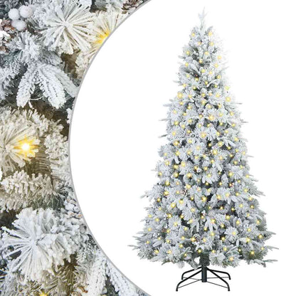 Artificial Hinged Christmas Tree White 210 cm PE and PVC