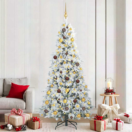 Artificial Hinged Christmas Tree White 210 cm PE and PVC