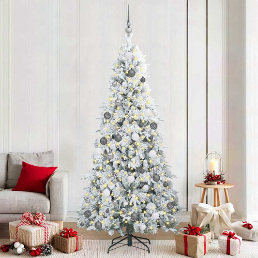 Artificial Hinged Christmas Tree White 210 cm PE and PVC