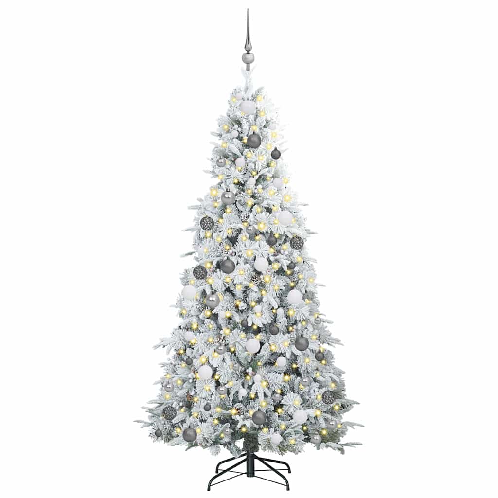Artificial Hinged Christmas Tree White 210 cm PE and PVC