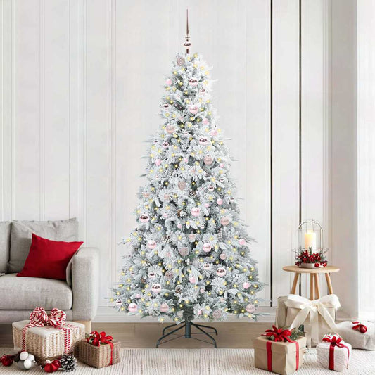 Artificial Hinged Christmas Tree White 210 cm PE and PVC