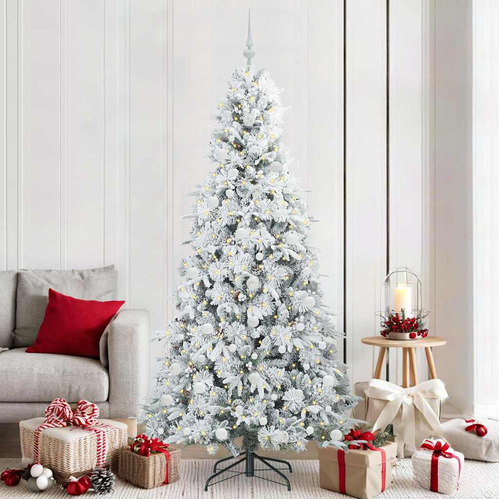 Artificial Hinged Christmas Tree White 210 cm PE and PVC