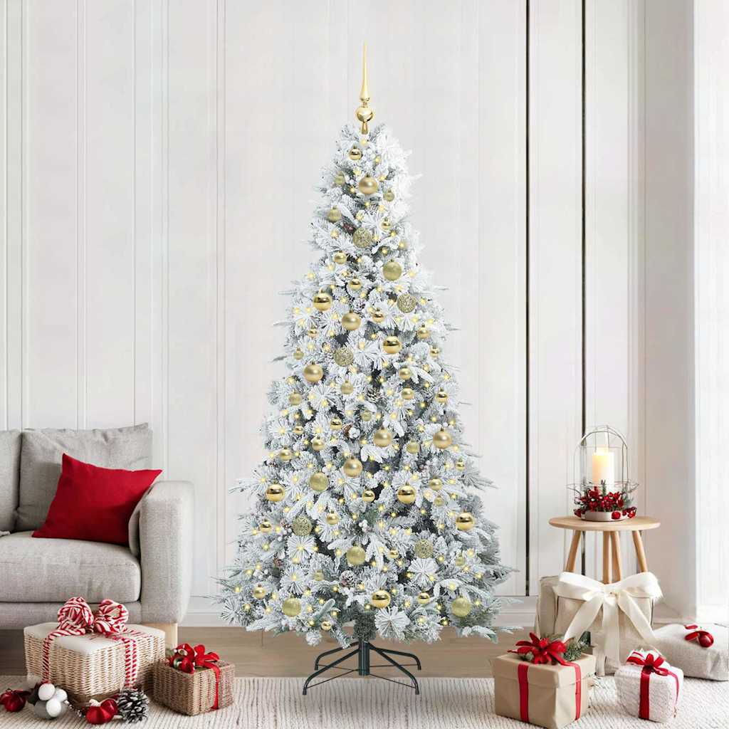 Artificial Hinged Christmas Tree White 210 cm PE and PVC
