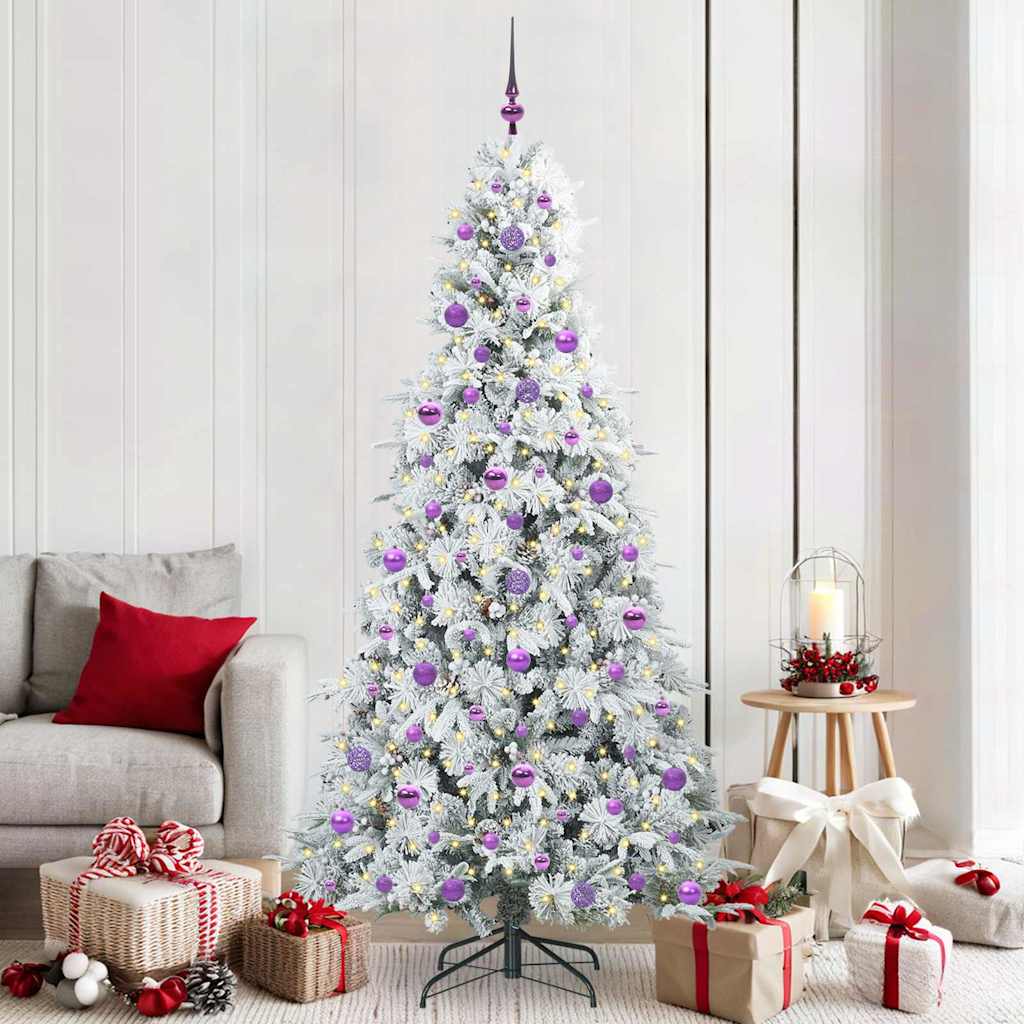 Artificial Hinged Christmas Tree White 210 cm PE and PVC