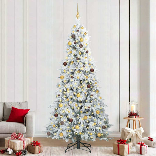 Artificial Hinged Christmas Tree White 240 cm PE and PVC